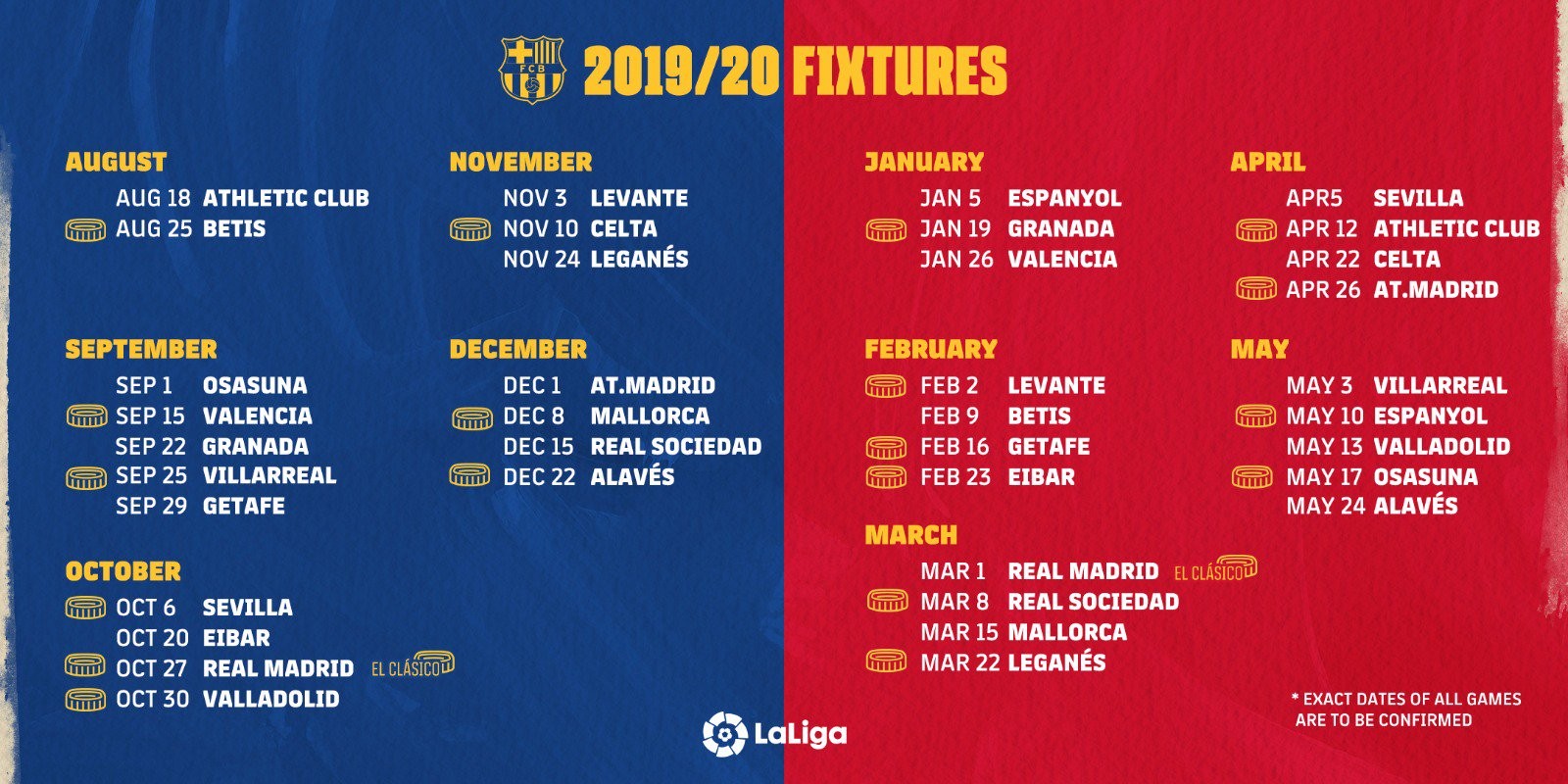 Le calendrier du FC Barcelone dévoilé - FC Barcelone - Blaugranas.fr